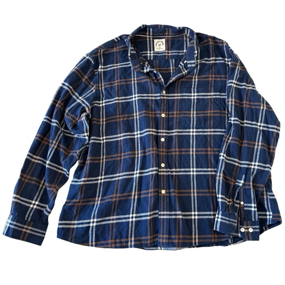 Dubinik Men's Plaid Flannel‎ Shirt 4XL Navy Blue 100% Cotton Long Sleeve